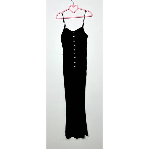 Chaser Pants - Chaser NWT Button Front Spaghetti Straps Cutout Knot Back Jumpsuit Black Small
